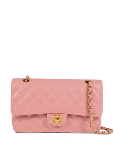 Pre-owned Chanel 2003 Medium Double Flap Shoulder Bag In Pink