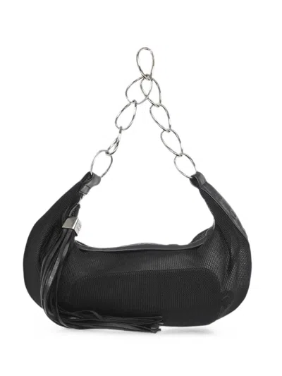 Pre-owned Chanel 2003 Mesh Tassel Shoulder Bag In Black