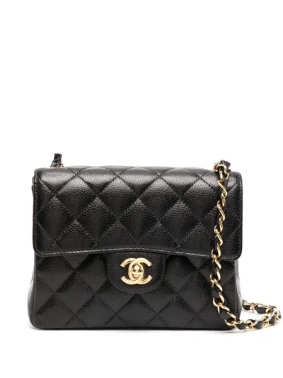Pre-owned Chanel 2003 Mini Classic Flap Crossbody Bag In Black