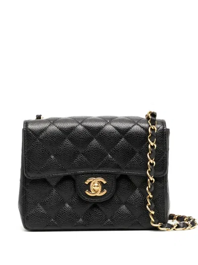Pre-owned Chanel 2003 Mini Classic Flap Shoulder Bag In Black