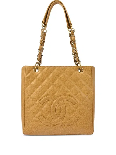 Pre-owned Chanel 2003 Petite Shopping Tote Bag In 中性色