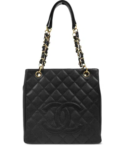 Pre-owned Chanel 2003 Petite Shopping Tote Bag In Black