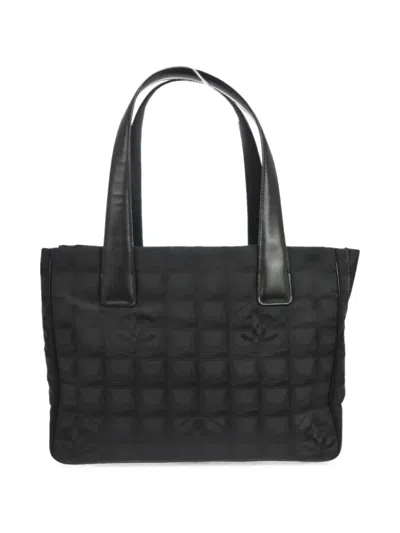 Pre-owned Chanel 2003 Pm Travel Line Tote Bag In Black