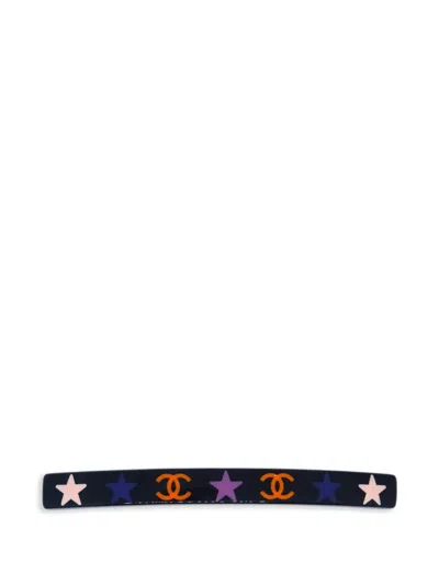 Pre-owned Chanel 2003 Printed Hair Clip In Black