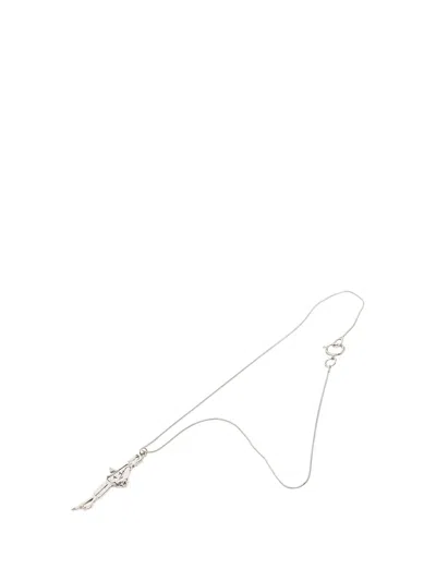 Pre-owned Chanel 2003 Silver Plated Mademoiselle Pendant Necklace Costume Necklace