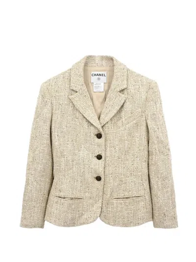 Pre-owned Chanel 2003 Single-breasted Tweed Jacket In Neutrals