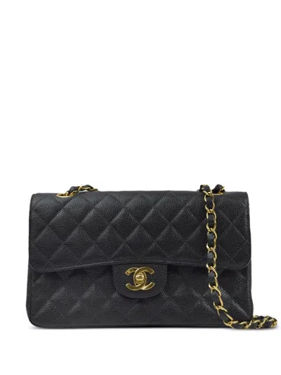 Pre-owned Chanel 2003 Small Double Flap Shoulder Bag In Black