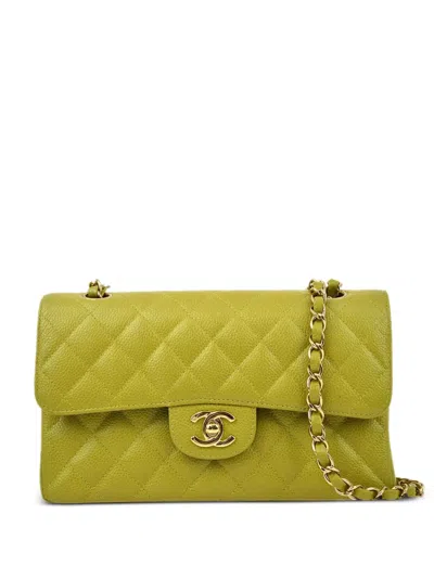 Pre-owned Chanel 2003 Small Double Flap Shoulder Bag In Green