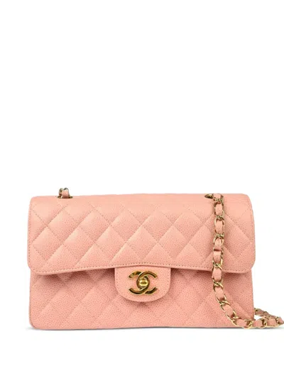 Pre-owned Chanel 2003 Small Double Flap Shoulder Bag In Pink