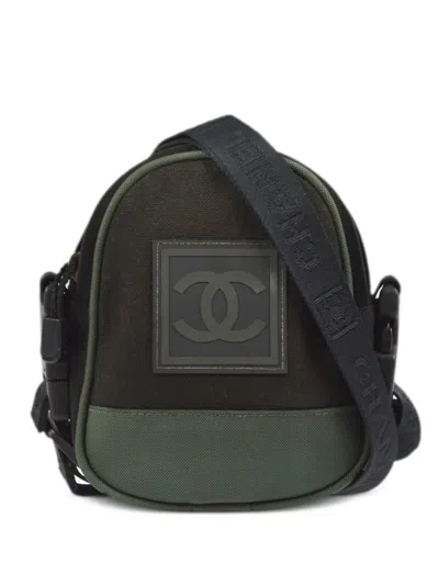 Pre-owned Chanel 2003 Sports Line Logo Appliqué Belt Bag In Black