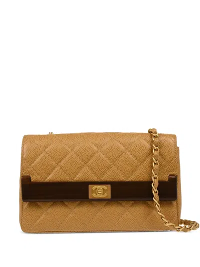 Pre-owned Chanel 2003 Straight Flap Shoulder Bag In Neutrals