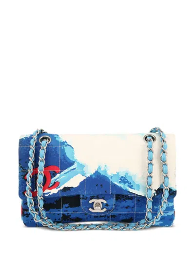 Pre-owned Chanel 2003 Surf Line Timeless Shoulder Bag In Blue