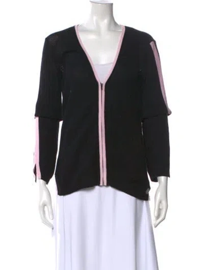 Pre-owned Chanel 2003 V-neck Sweater In Black