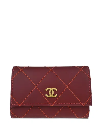 Pre-owned Chanel 2003 Wild Stitch Keycase In Red