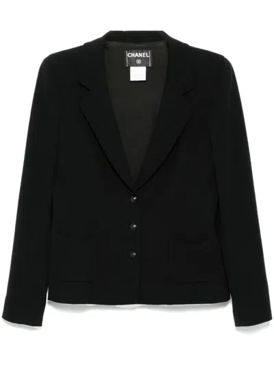 Pre-owned Chanel 2003 Wool Single-breasted Jacket In Black