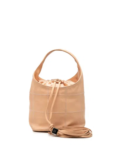 Pre-owned Chanel 2003-2004 Calfskin Square Stitch Tassel Hobo Handbag In Neutrals