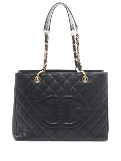 Pre-owned Chanel 2003-2004 Caviar Grand Shopping Tote Bag In Black