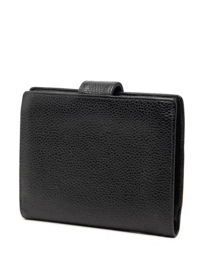Pre-owned Chanel 2003-2004 Cc Caviar French Wallet Small Wallets In Black