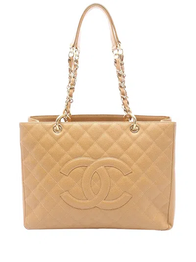 Pre-owned Chanel 2003-2004 Cc Caviar Grand Shopping Tote Bag In Brown