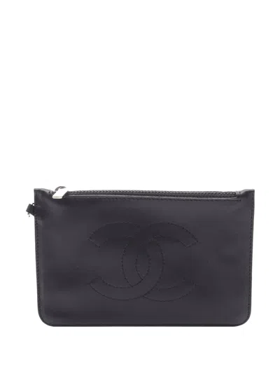 Pre-owned Chanel 2003-2004 Cc Lambskin Pouch In Black