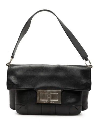 Pre-owned Chanel 2003-2004 Chocolate Bar Lambskin Reissue 2.55 Shoulder Bag In Black