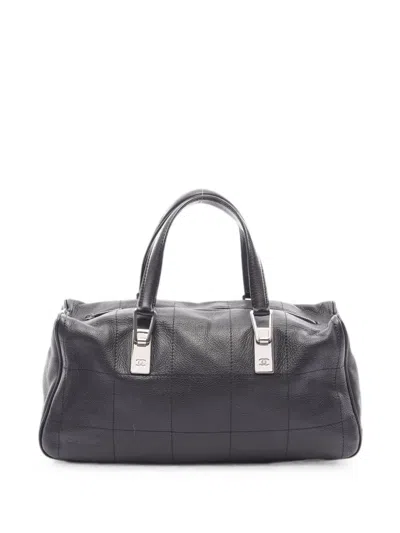 Pre-owned Chanel 2003-2004 Chocolate Bar Leather Handbag In Black