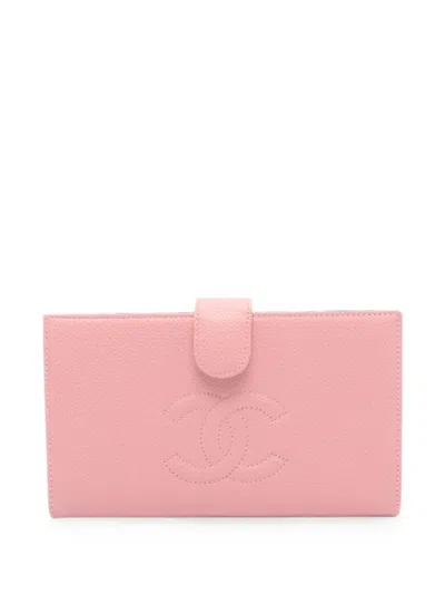 Pre-owned Chanel 2003-2004 Coco Mark Bi-fold Wallet In Pink