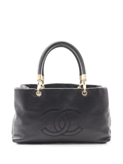 Pre-owned Chanel 2003-2004 Coco Mark Tote Bag In Black