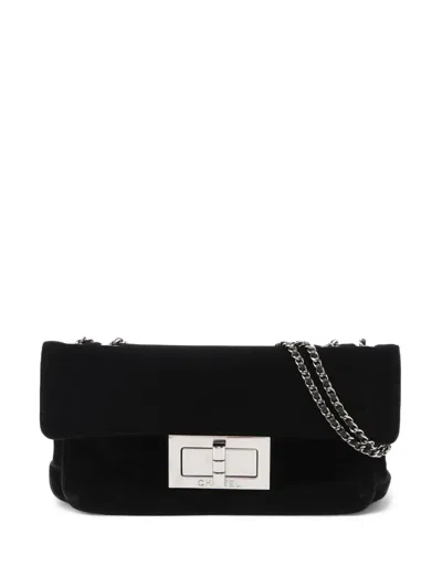 Pre-owned Chanel 2003-2004 Giant Mademoiselle Turnlock Flap Shoulder Bag In Black