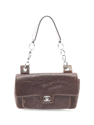 Pre-owned Chanel 2003-2004 Graffiti Flap Shoulder Bag In Brown
