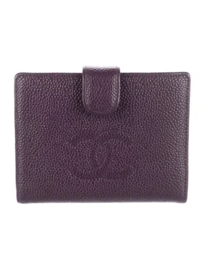 Pre-owned Chanel 2003-2004 Interlocking Cc Logo French Purse In Purple