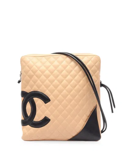 Pre-owned Chanel 2003-2004 Large Cambon Line Shoulder Bag In Neutrals
