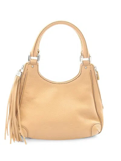 Pre-owned Chanel 2003-2004 Logo Fringe Handbag In Neutrals