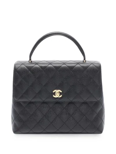 Pre-owned Chanel 2003-2004 Matelassé Cc Turn-lock Handbag In Black