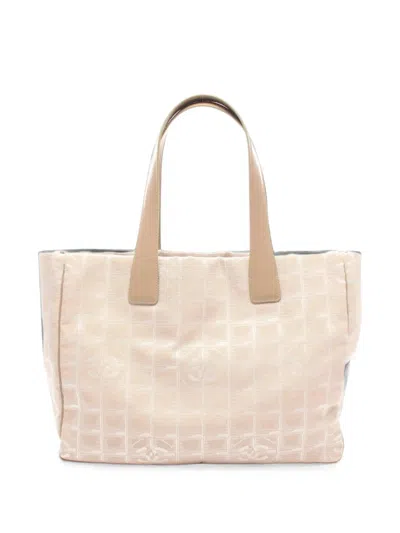 Pre-owned Chanel 2003-2004 Mm New Travel Line Tote Bag In Neutrals