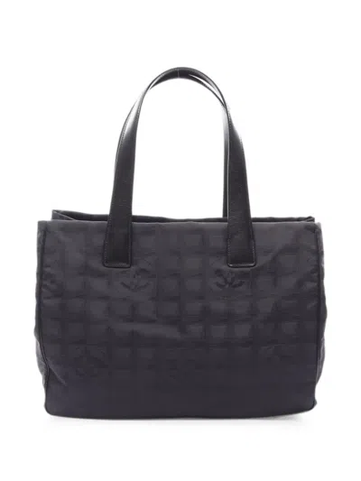 Pre-owned Chanel 2003-2004 New Travel Line Mm Tote Bag In Black