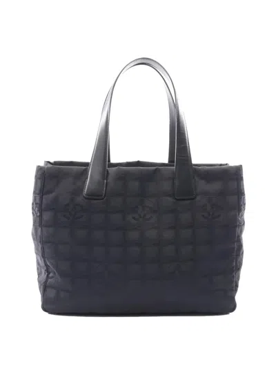 Pre-owned Chanel 2003-2004 New Travel Line Nylon Tote Bag In Black