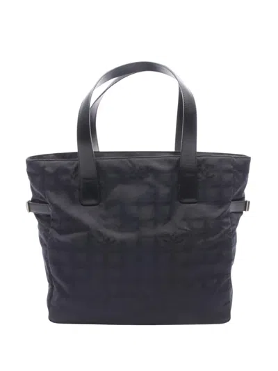 Pre-owned Chanel 2003-2004 New Travel Line Nylon Tote Bag In Black