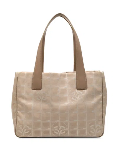 Pre-owned Chanel 2003-2004 New Travel Line Nylon Tote Bag In Brown