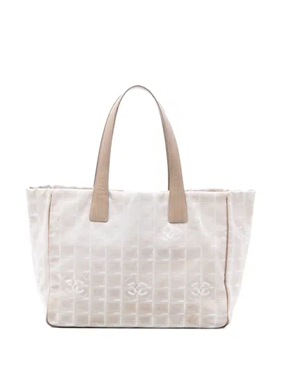 Pre-owned Chanel 2003-2004 New Travel Line Nylon Tote Bag In Neutral