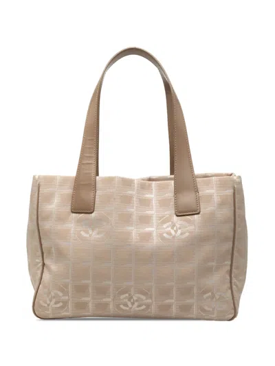 Pre-owned Chanel 2003-2004 New Travel Line Nylon Tote Bag In Neutral