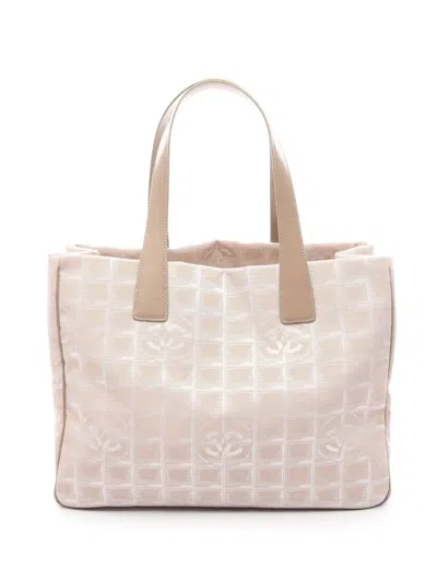 Pre-owned Chanel 2003-2004 New Travel Line Nylon Tote Bag In Neutral