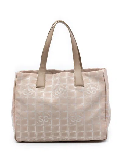 Pre-owned Chanel 2003-2004 New Travel Line Nylon Tote Bag In Neutrals