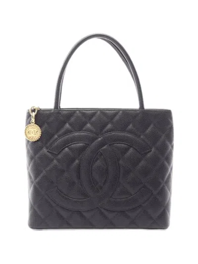 Chanel 2003-2004 Quilted Tote Bag In Black