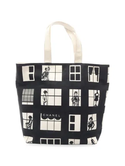 Pre-owned Chanel 2003-2004 Window Line Tote Bag In Black