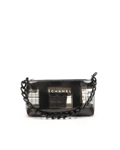 Pre-owned Chanel 2003s Coco Windows Pochette Bag In Black