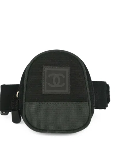 Pre-owned Chanel 2003s Mini Sport Line Pouch In Black