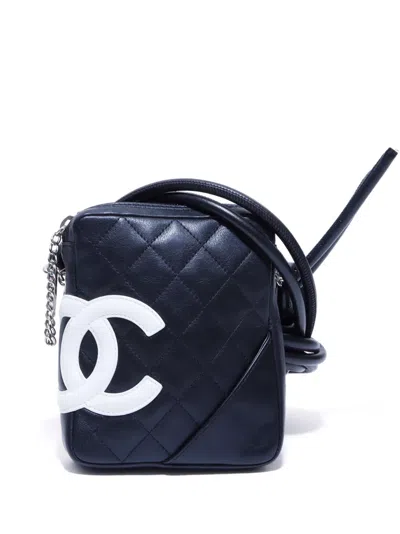 Pre-owned Chanel 2004-2005 Cambon Line Mini Zipped Crossbody Bag In Black