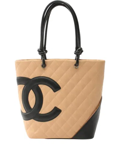 Pre-owned Chanel 2004-2005 Cambon Medium Handbag In Neutrals