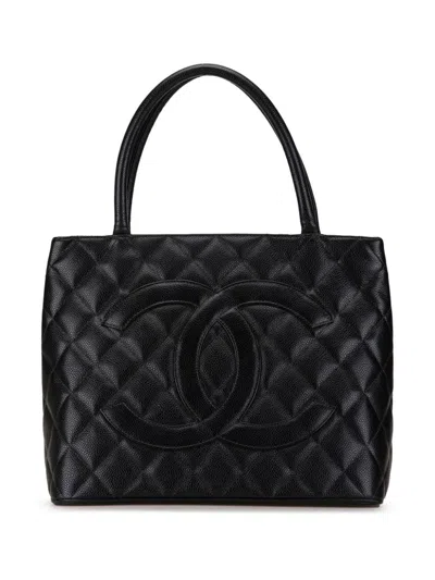Pre-owned Chanel 2004-2005 Caviar Medallion Tote Bag In Black